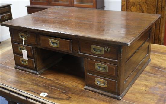 A Japanese elm floor desk, early 20th century, W.91cm